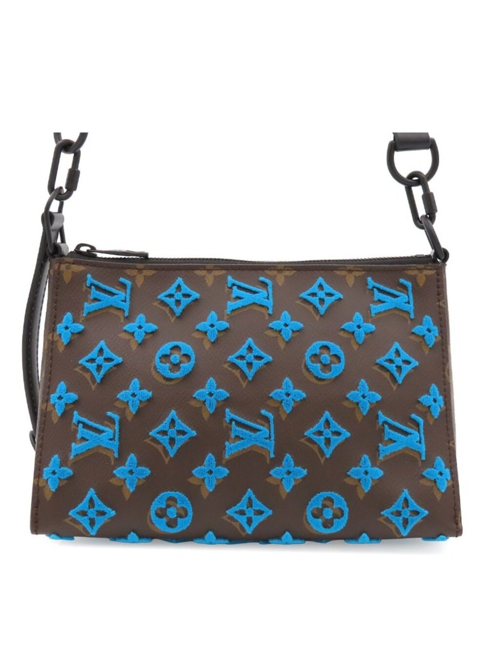 Louis Vuitton Triangle Messenger Brown Turquoise Monogram Tufting 2-Way